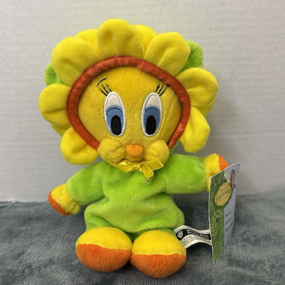 Tweety Bird Enchanted Garden Warner Bros Bean Bag Plush Tweety Flower 9"